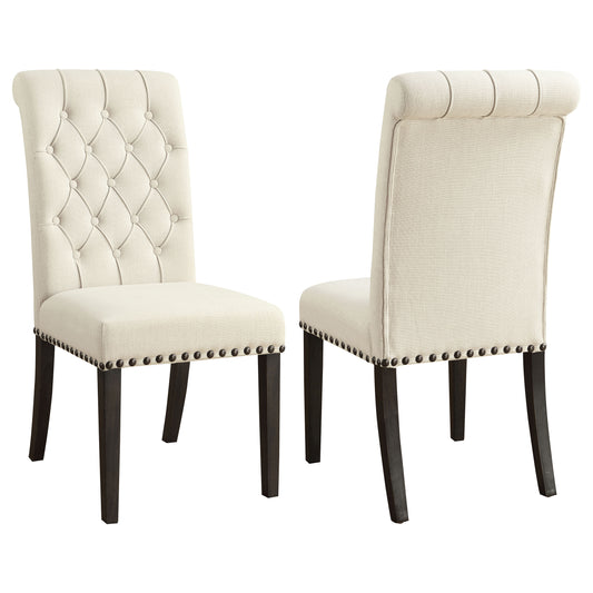 Alana Upholstered Dining Side Chair Beige Smokey Black (Set of 2) - Discount Furniture Connection