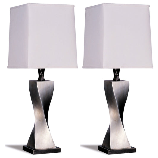 Keene 30-inch Tapered Shade Table Lamp Silver (Set of 2) - Discount Furniture Connection