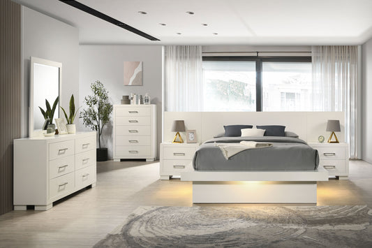 Jessica 6-piece Queen LED Bedroom Set Snow White - Discount Furniture Connection