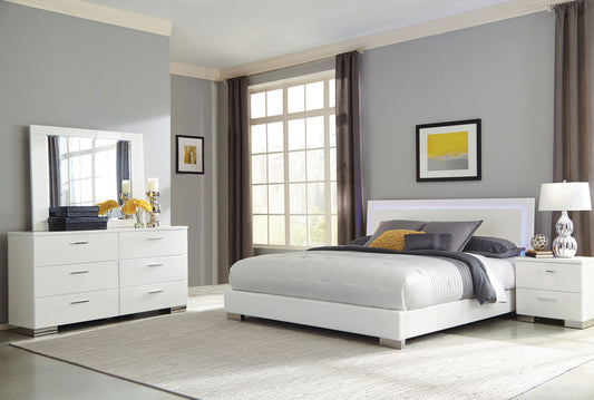 Felicity 4-piece Eastern King Bedroom Set White High Gloss - Discount Furniture Connection