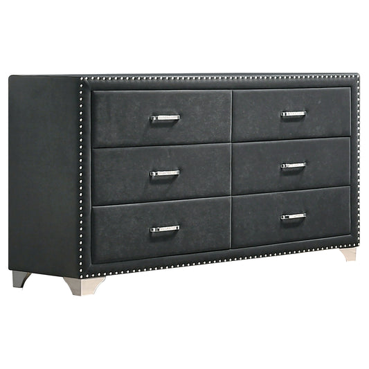 Melody 6-drawer Upholstered Dresser Grey - Discount Furniture Connection