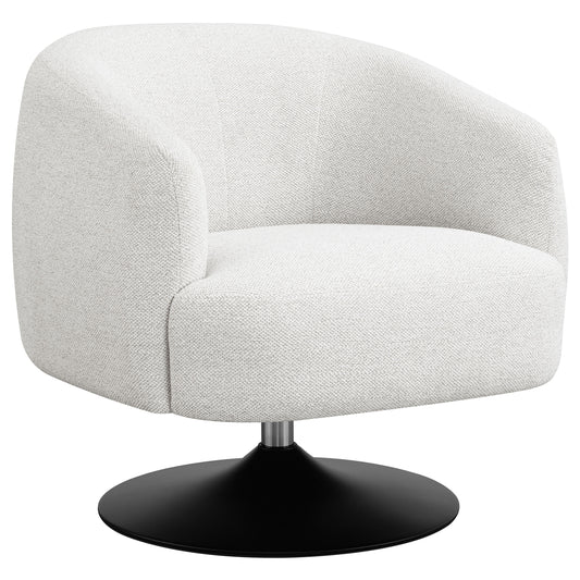 Dave Upholstered Barrel Back Swivel Club Chair Beige - Discount Furniture Connection