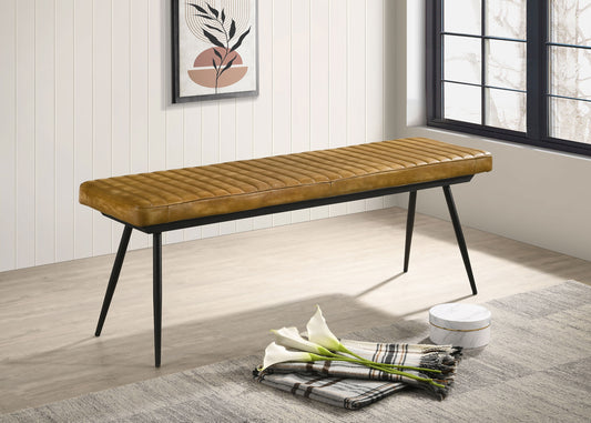 Misty Leather Upholstered Dining Bench Antique Camel - Discount Furniture Connection