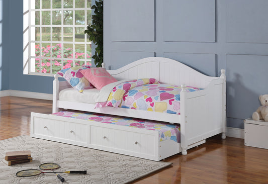 Julie Ann Wood Twin Daybed with Trundle White - Discount Furniture Connection