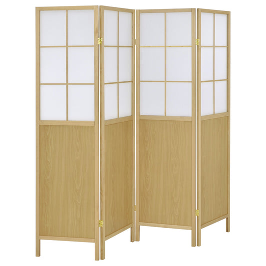 Edwards 4-Panel Room Divider Folding Shoji Screen Natural - Discount Furniture Connection