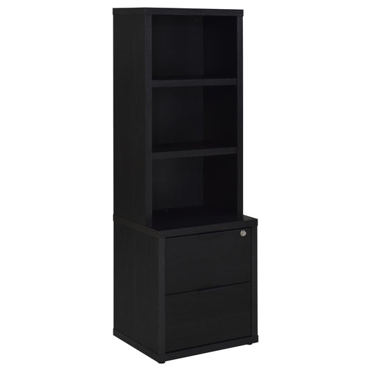 Westpark 3-shelf Bookcase USB and Lockable Drawer Black