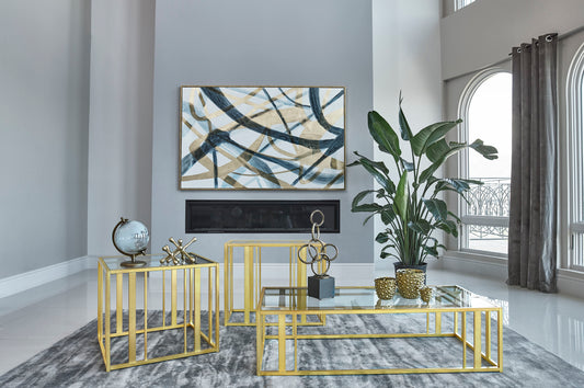 Adri 3-piece Coffee and End Table Set Matte Brass