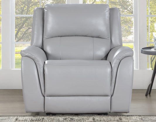 Alexandria Leather Power Recliner, Stone