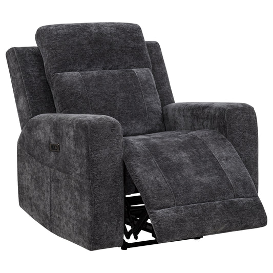 Kennett Chenille Upholstered Power Recliner Chair Dark Grey