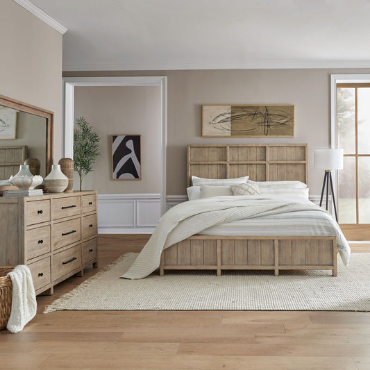 King Panel Bed, Dresser & Mirror