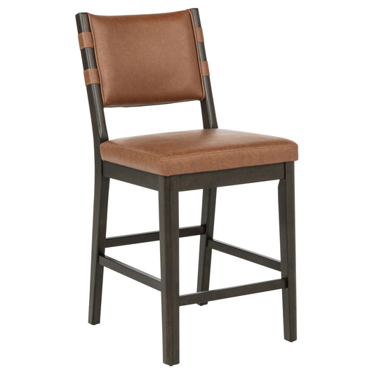 Tegan Faux Leather Upholstered Counter Height Chair Cognac (Set of 2)