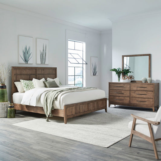 Queen Panel Bed, Dresser & Mirror