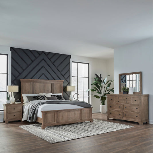 King California Panel Bed, Dresser & Mirror, Night Stand