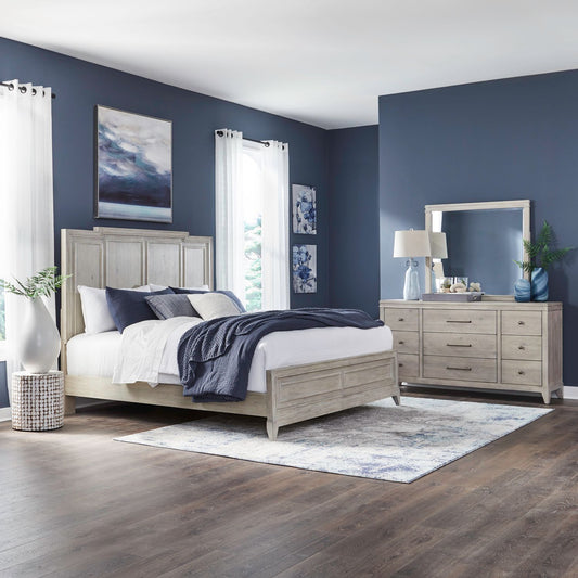 Queen Panel Bed, Dresser & Mirror