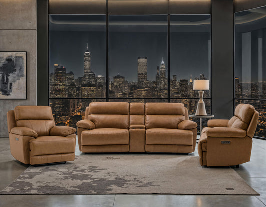 Gatlin Dual-Power Reclining, Leather
114″Sofa
95″ Console Loveseat
Recliner