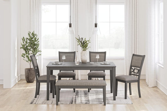 Wrenning Dining Room Table Set (6/CN) - Discount Furniture Connection