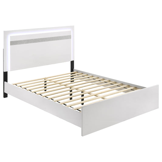Viana Touch-Control LED Eastern King Platform Bed White High Gloss