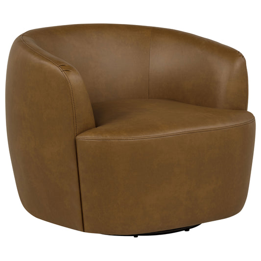 Hudson Faux Leather Swivel Accent Chair Cognac