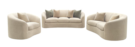 Rainn 3-piece Transitional Boucle Sofa Loveseat and Chair Set Camel