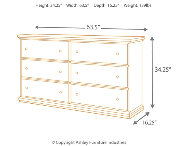 Maribel Six Drawer Dresser - Discount Furniture Connection