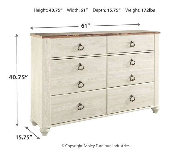 Willowton Six Drawer Dresser - Discount Furniture Connection