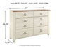 Willowton Six Drawer Dresser - Discount Furniture Connection