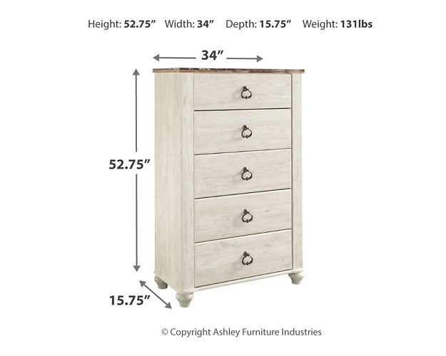 Willowton Five Drawer Chest - Discount Furniture Connection
