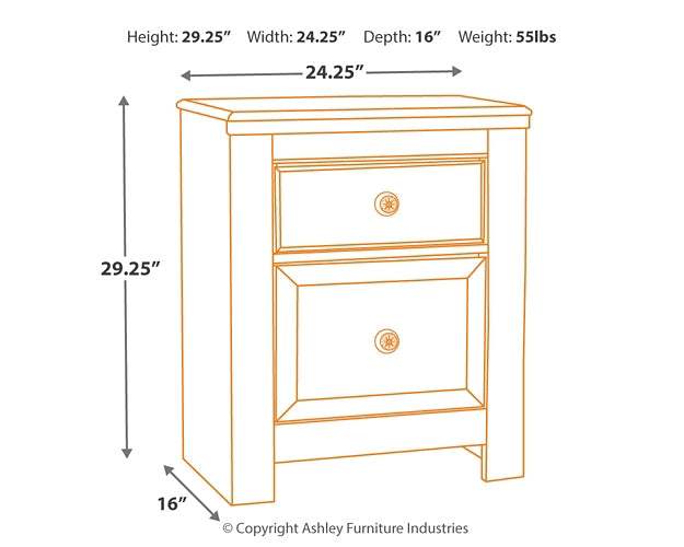 Paxberry Two Drawer Night Stand - Discount Furniture Connection