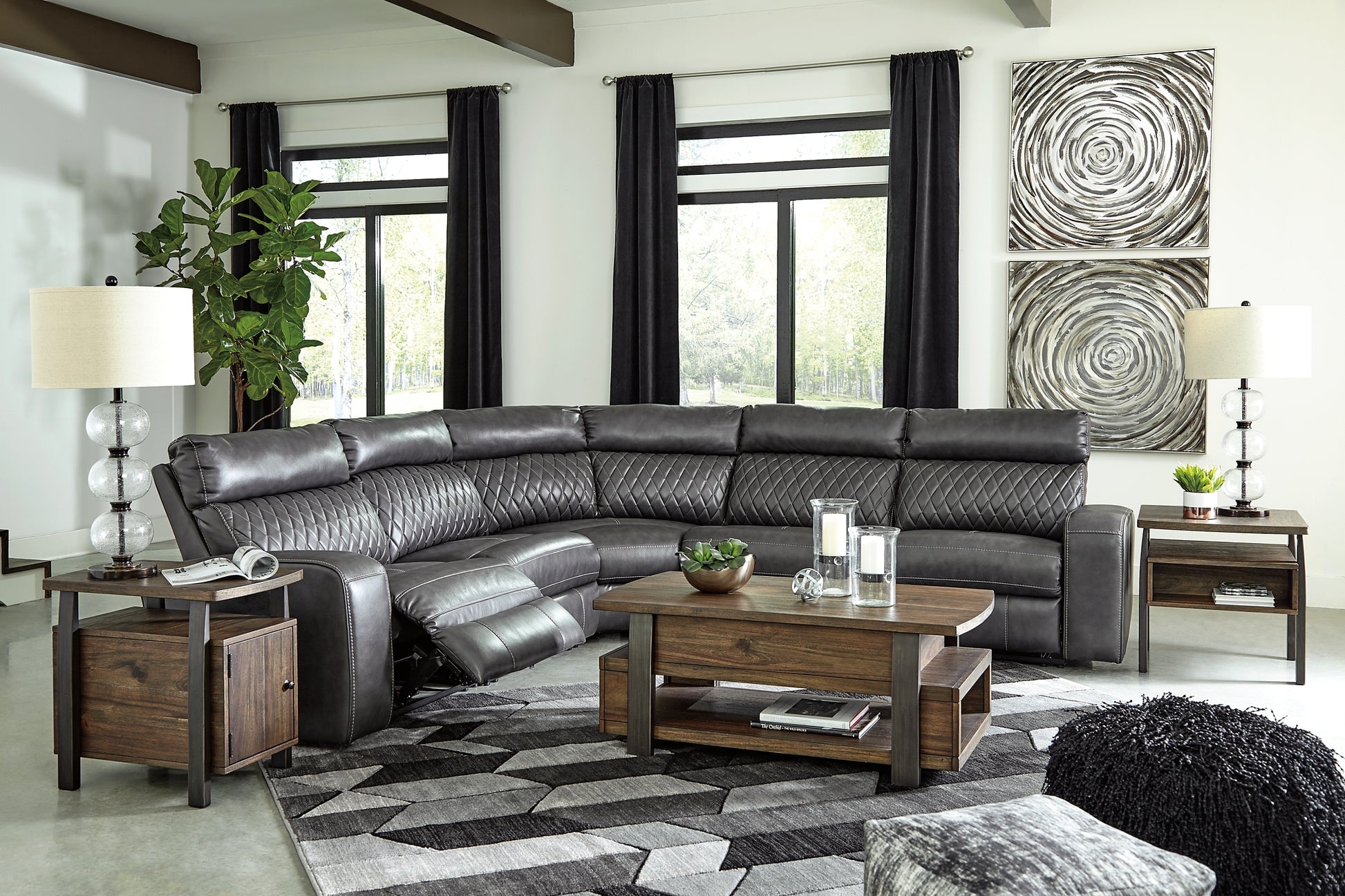 Samperstone 5-Piece Power Reclining Sectional - Discount Furniture Connection