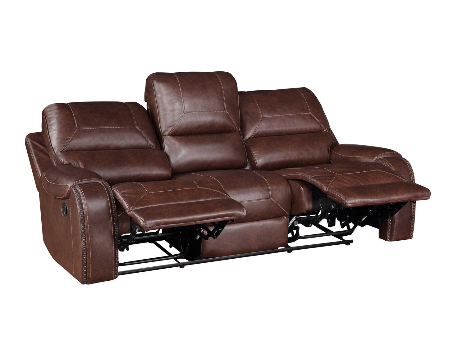 Keily Sofa, Manual Reclining, Drop-Down Console, Brown