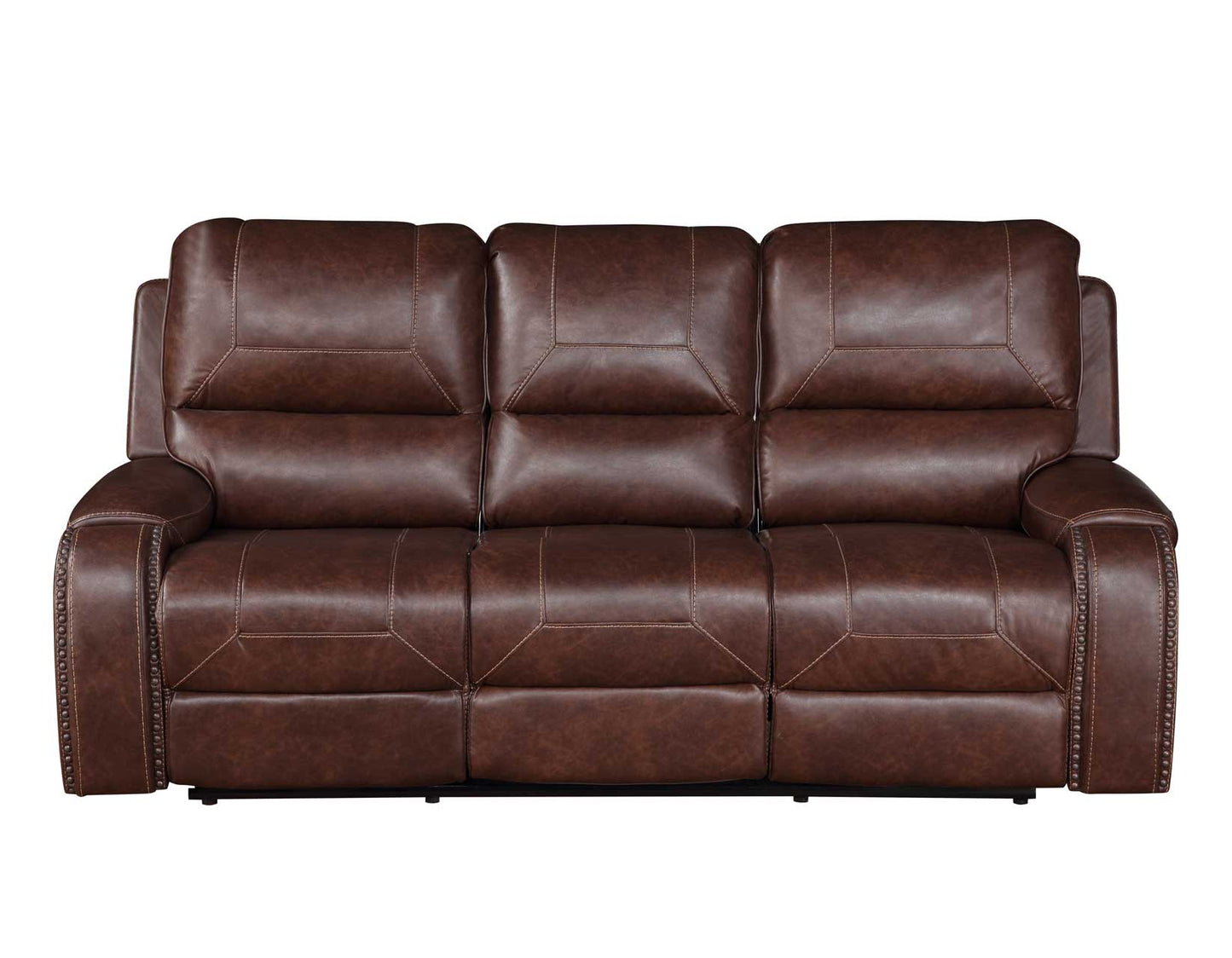 Keily Sofa, Manual Reclining, Drop-Down Console, Brown