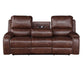 Keily Sofa, Manual Reclining, Drop-Down Console, Brown