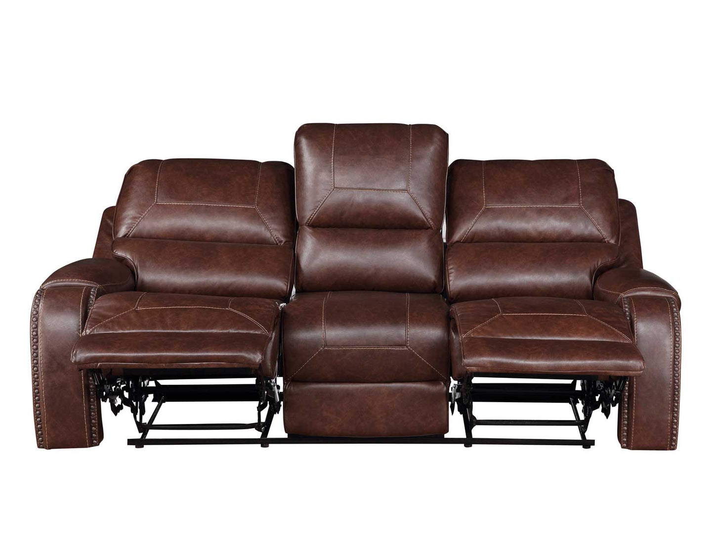 Keily Sofa, Manual Reclining, Drop-Down Console, Brown