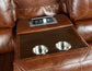 Keily Sofa, Manual Reclining, Drop-Down Console, Brown