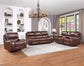 Keily Sofa, Manual Reclining, Drop-Down Console, Brown