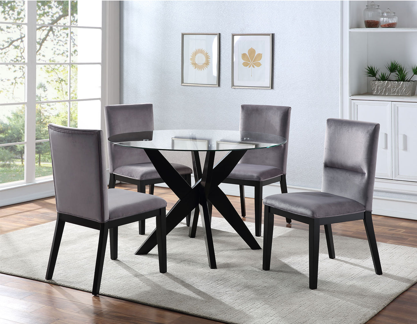 Amalie Side Chair, Grey Velvet