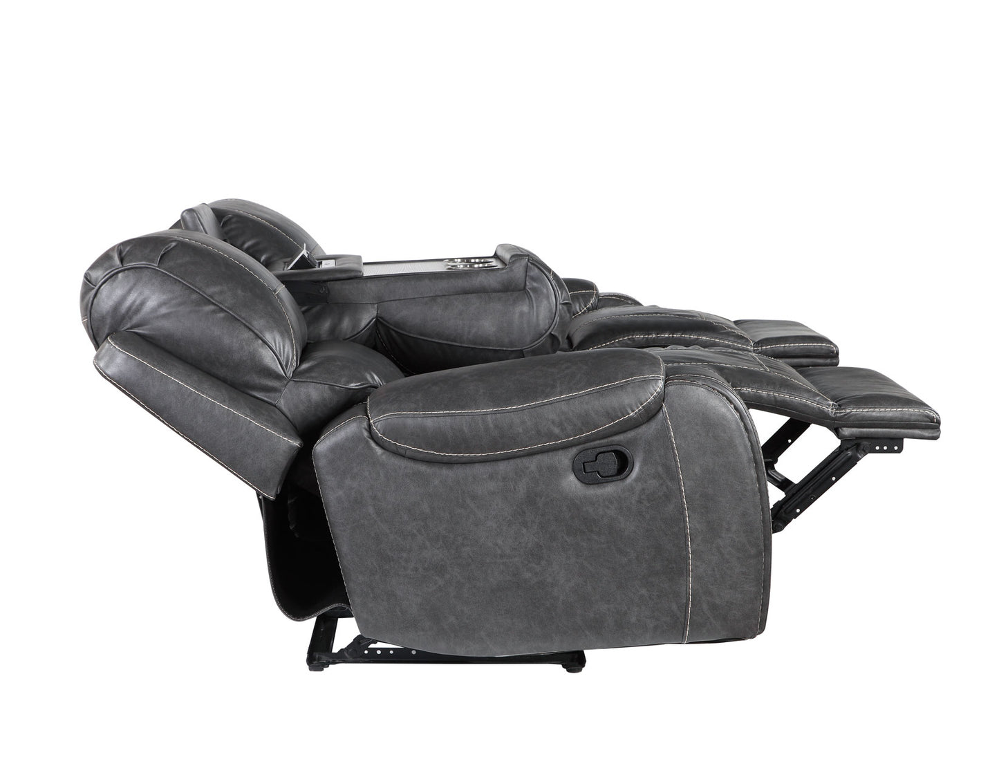Keily Sofa, Manual Reclining, Drop-Down Console, Grey