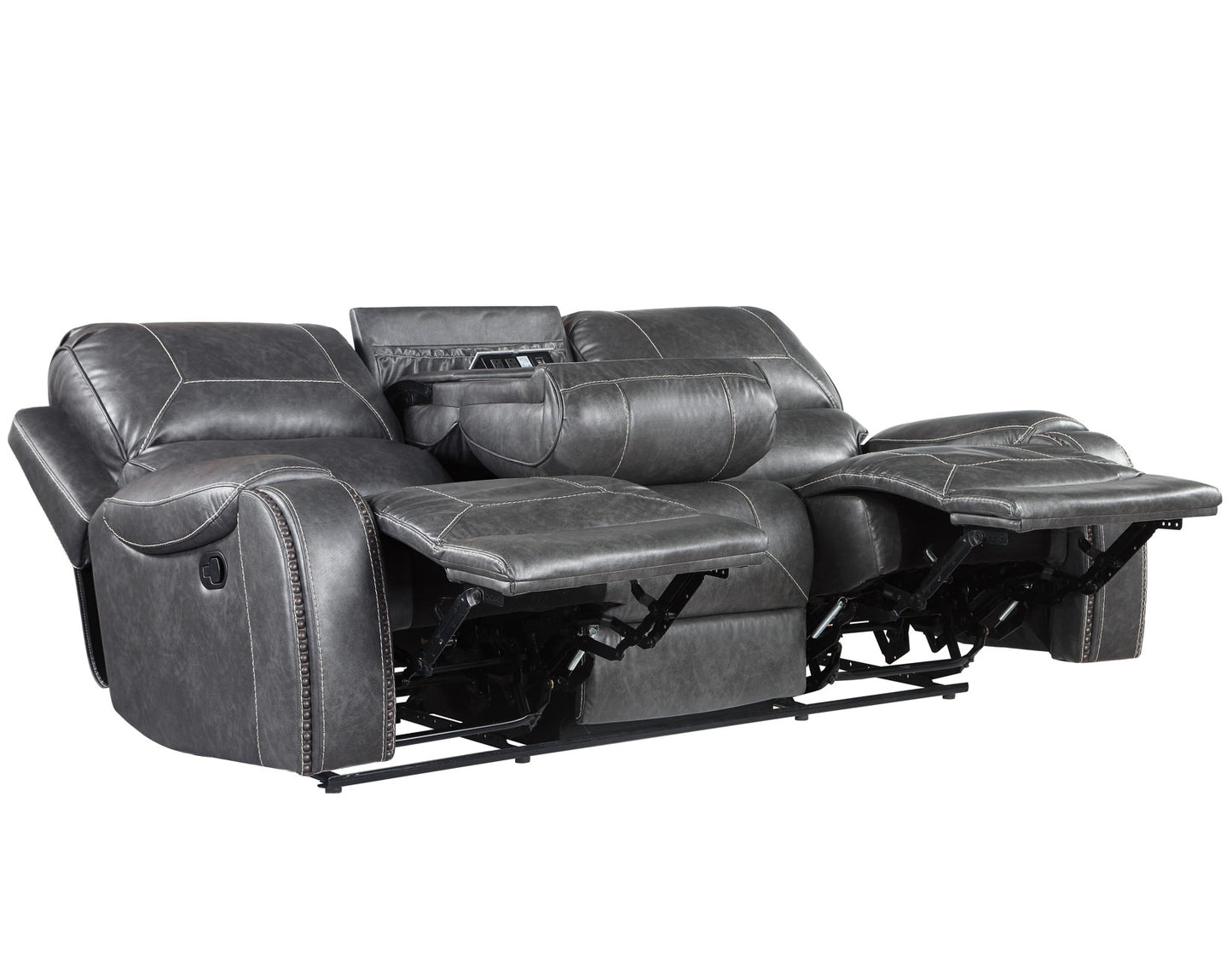 Keily Sofa, Manual Reclining, Drop-Down Console, Grey