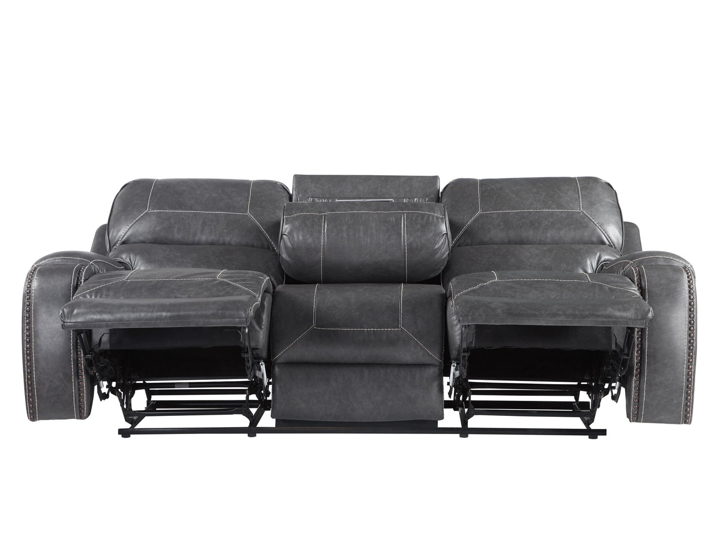 Keily Sofa, Manual Reclining, Drop-Down Console, Grey