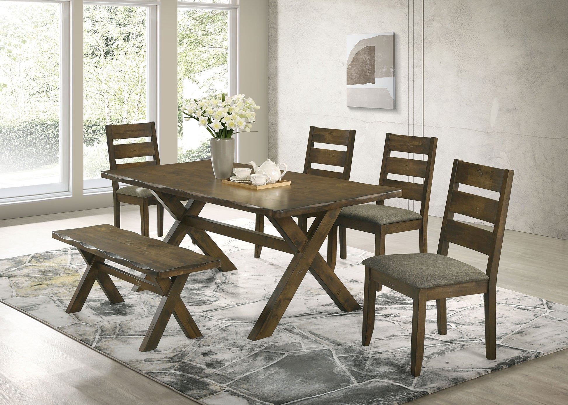 Alston 6-piece Rectangular Dining Table Set Knotty Nutmeg - Discount Furniture Connection