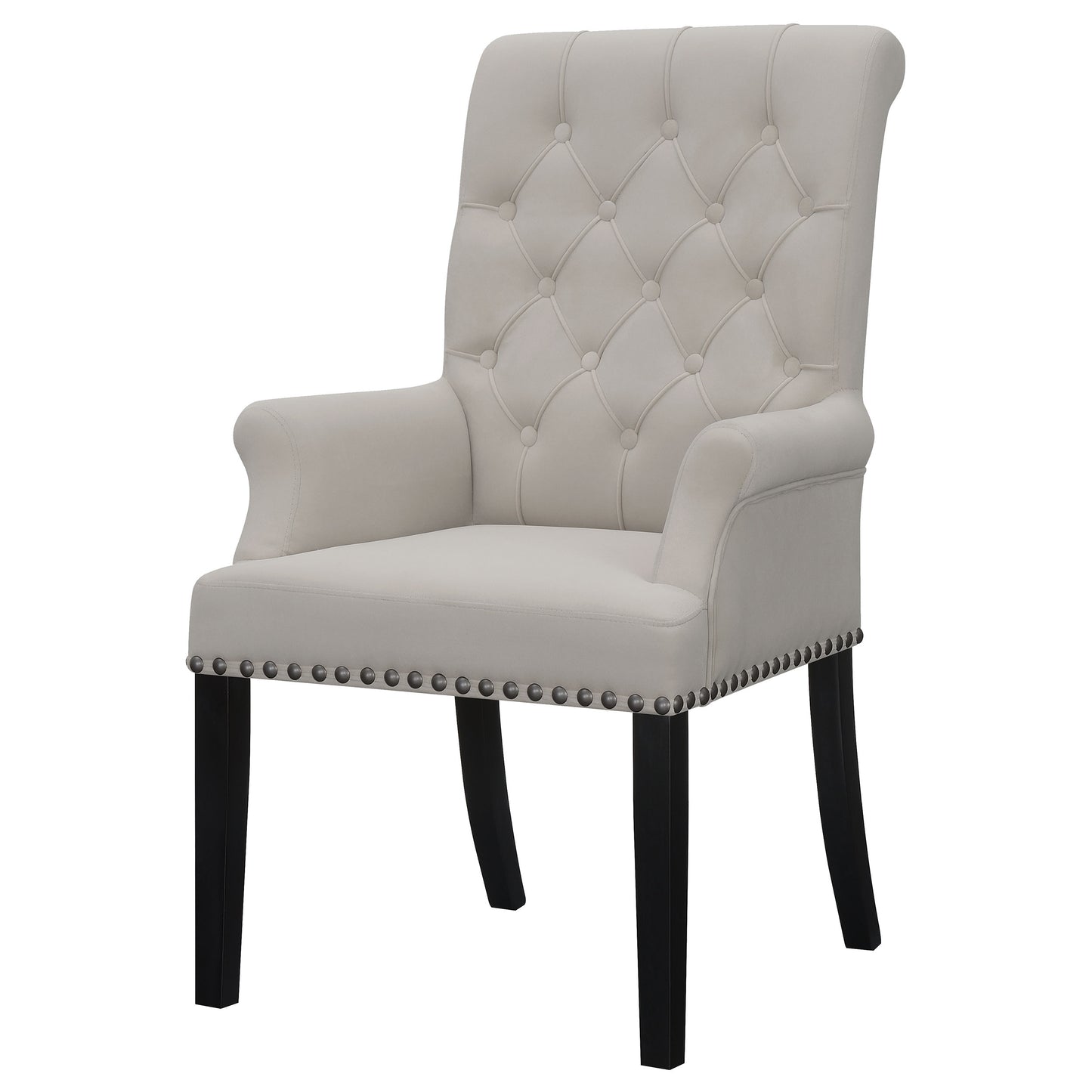 Alana Velvet Upholstered Dining Arm Chair Sand - Discount Furniture Connection