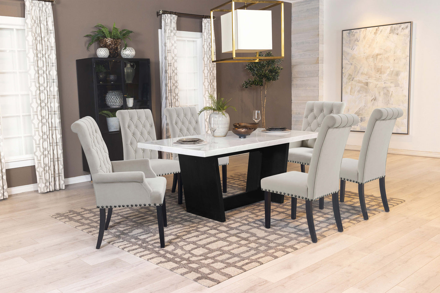Alana Velvet Upholstered Dining Arm Chair Sand - Discount Furniture Connection