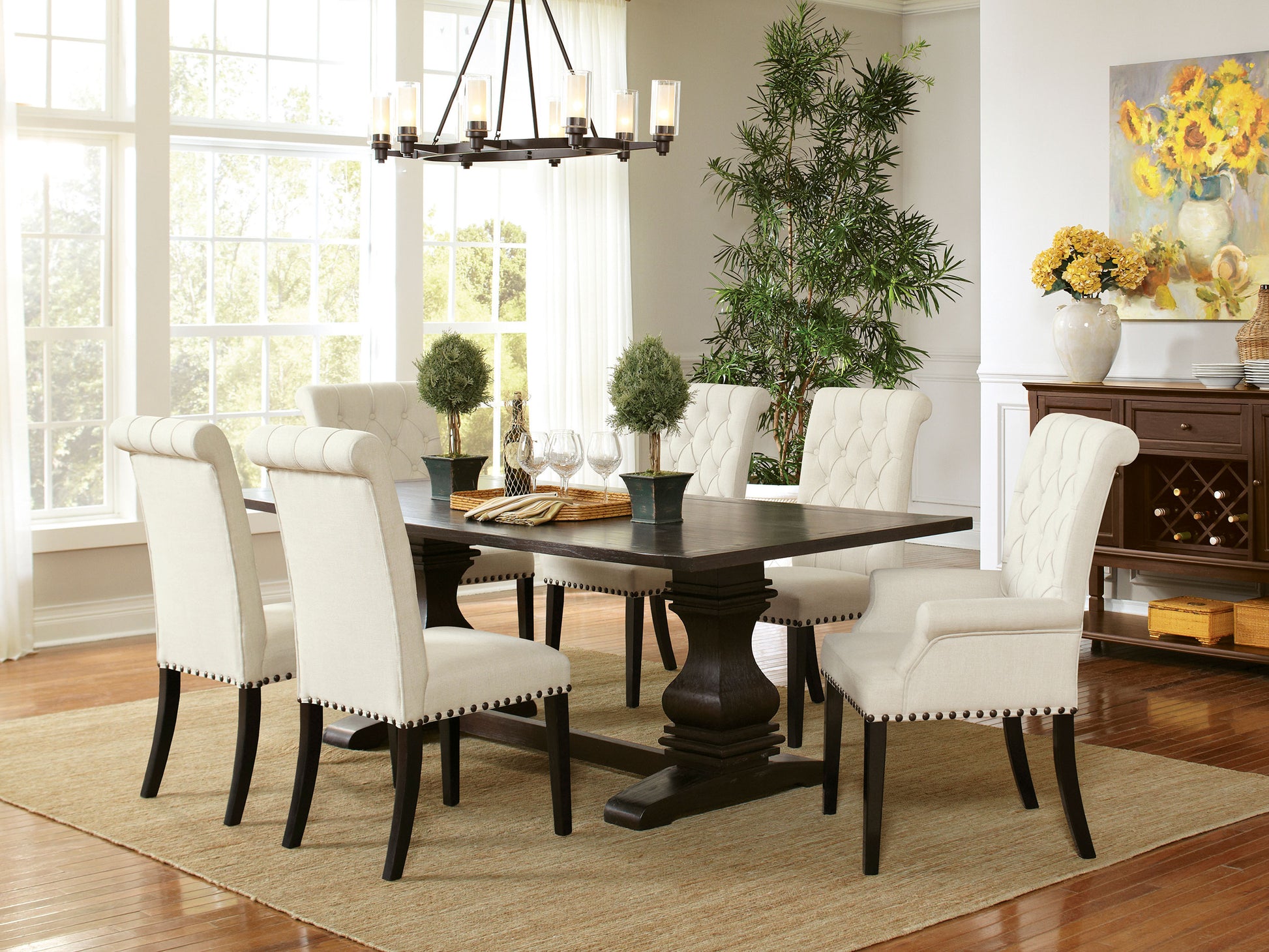 Alana Fabric Upholstered Dining Side Chair Beige (Set of 2) - Discount Furniture Connection