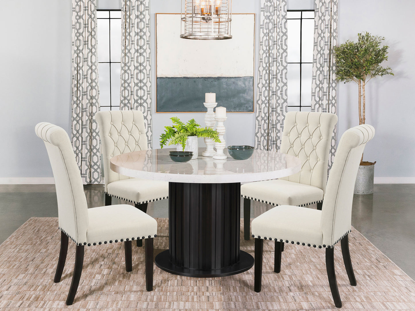 Alana Fabric Upholstered Dining Side Chair Beige (Set of 2) - Discount Furniture Connection