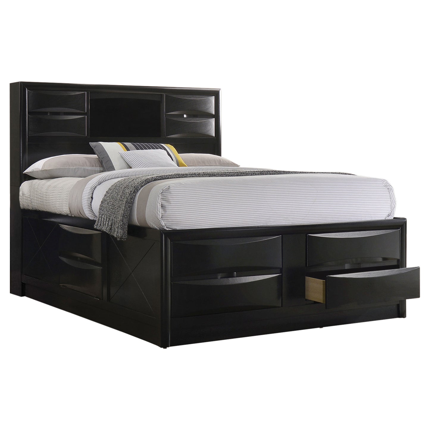 Briana Wood California King Storage Bookcase Bed Black - Discount Furniture Connection