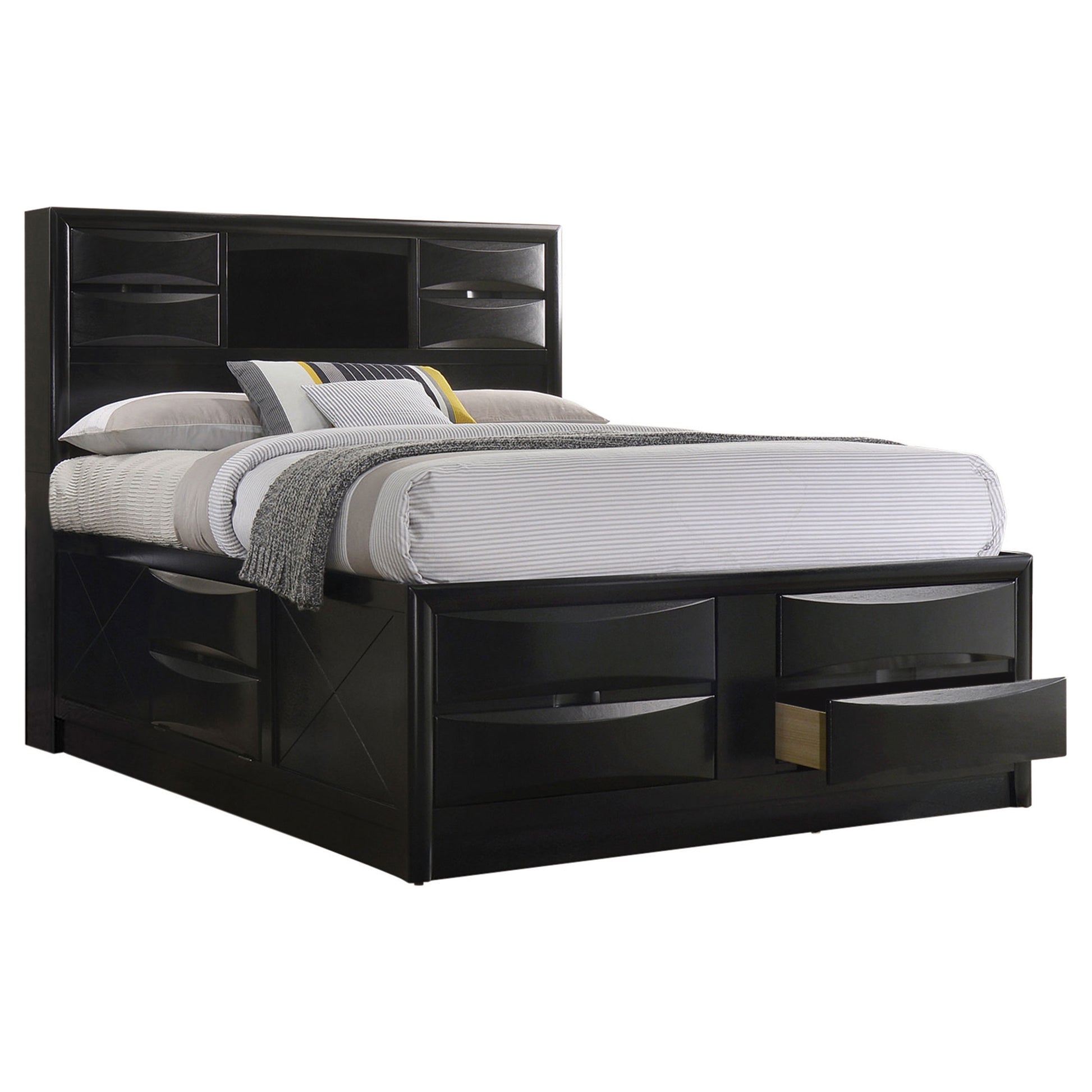 Briana Wood California King Storage Bookcase Bed Black - Discount Furniture Connection