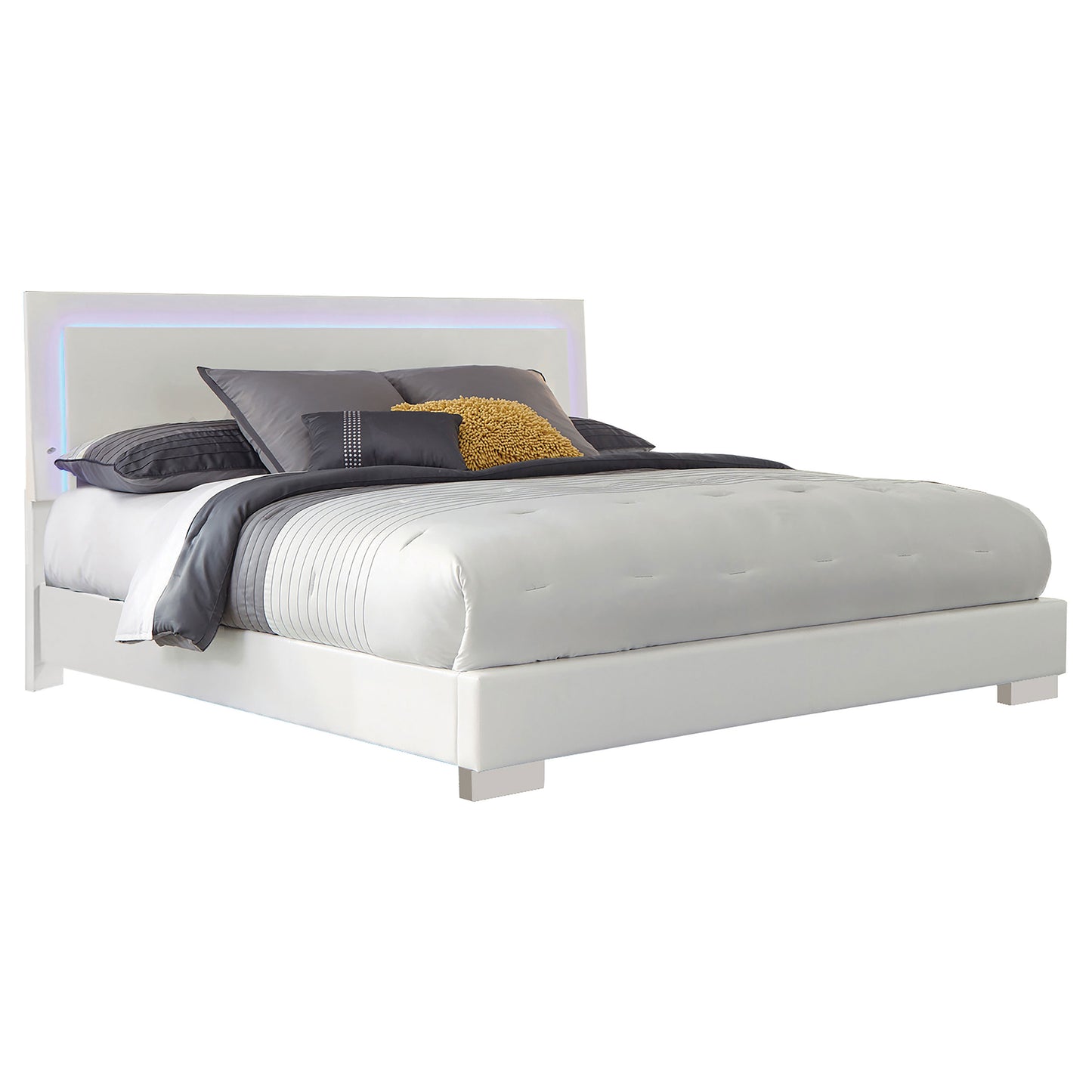 Felicity 4-piece Eastern King Bedroom Set White High Gloss - Discount Furniture Connection
