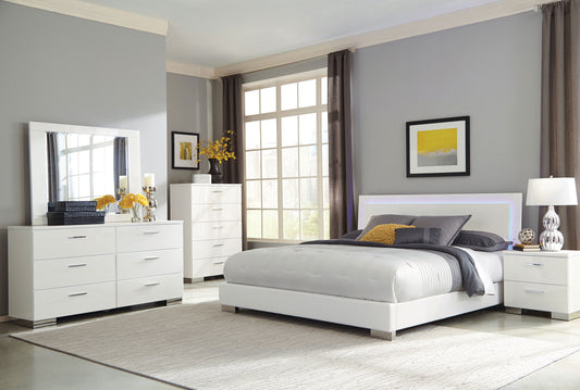 Felicity 5-piece California King Bedroom Set White Gloss - Discount Furniture Connection