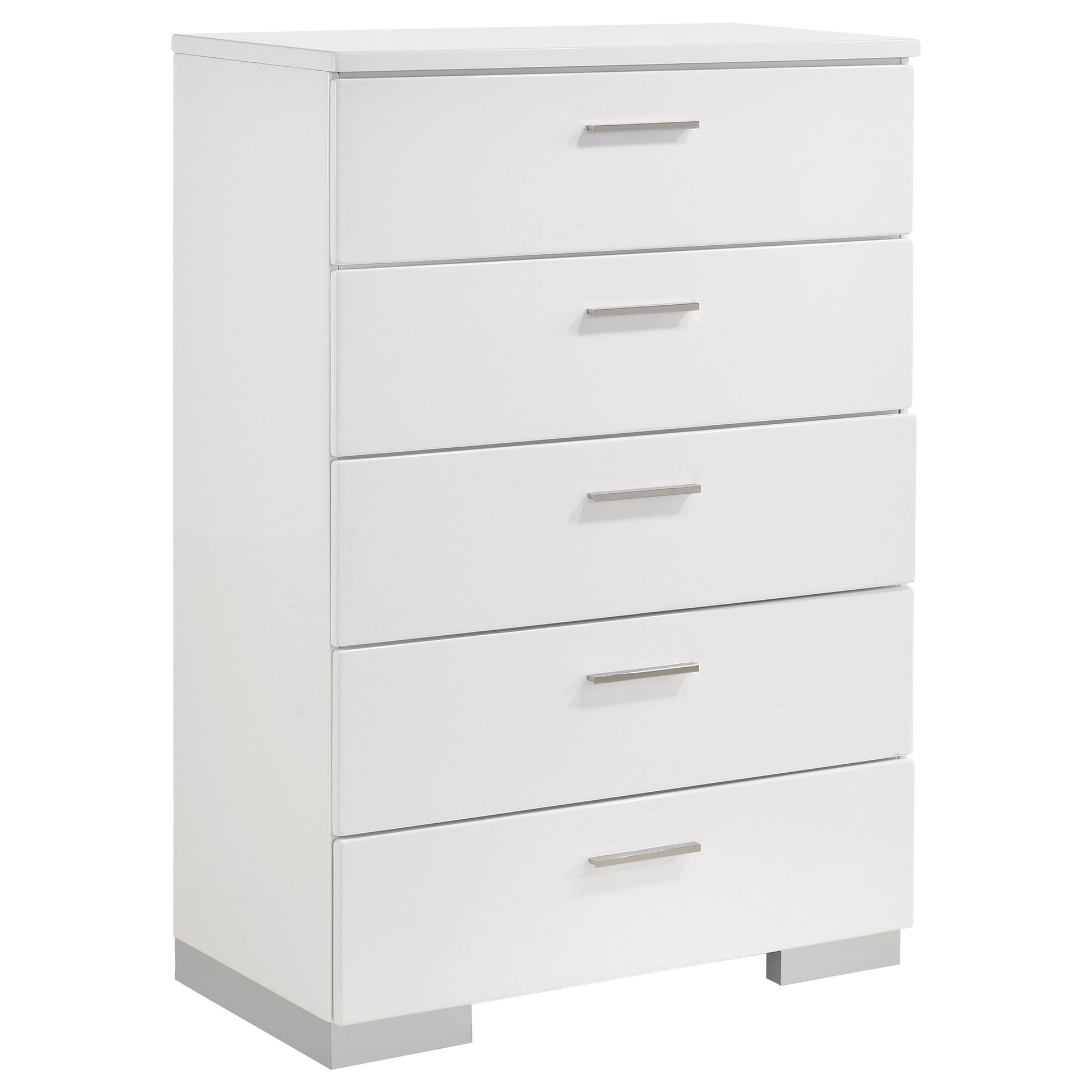 Felicity 5-drawer Bedroom Chest White High Gloss - Discount Furniture Connection