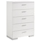 Felicity 5-drawer Bedroom Chest White High Gloss - Discount Furniture Connection